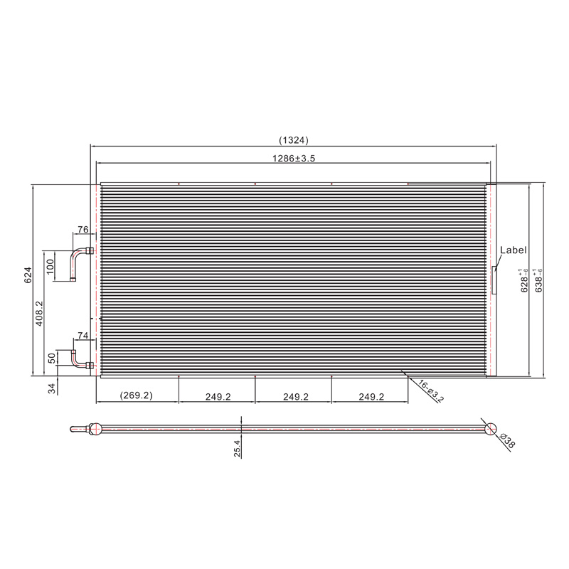 SC-1700 1324*638mm لوله مبدل حرارتی میکروکانال کویل کندانسور تهویه مطبوع خودرو